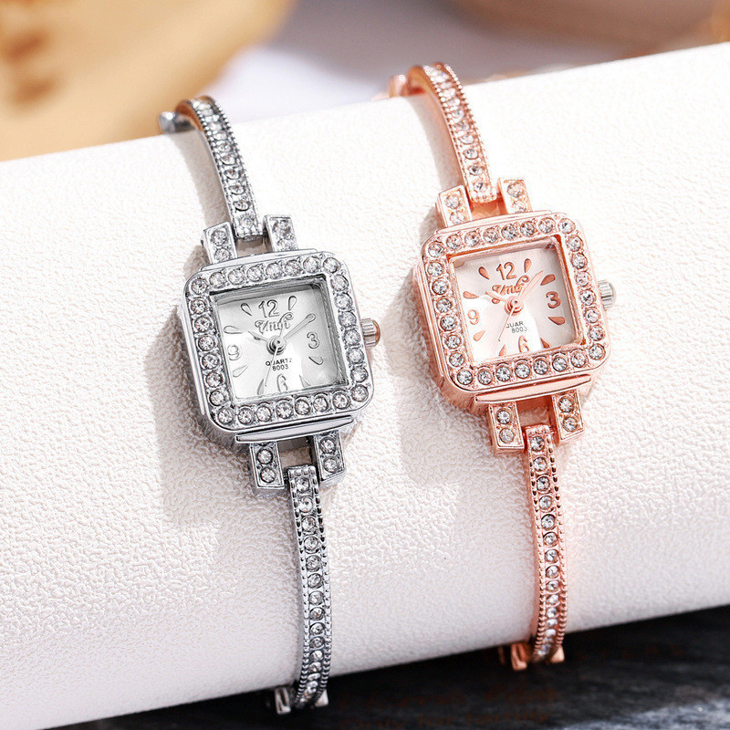 Moda relógio feminino com pulseira de aço cravejada de diamante estilo ...