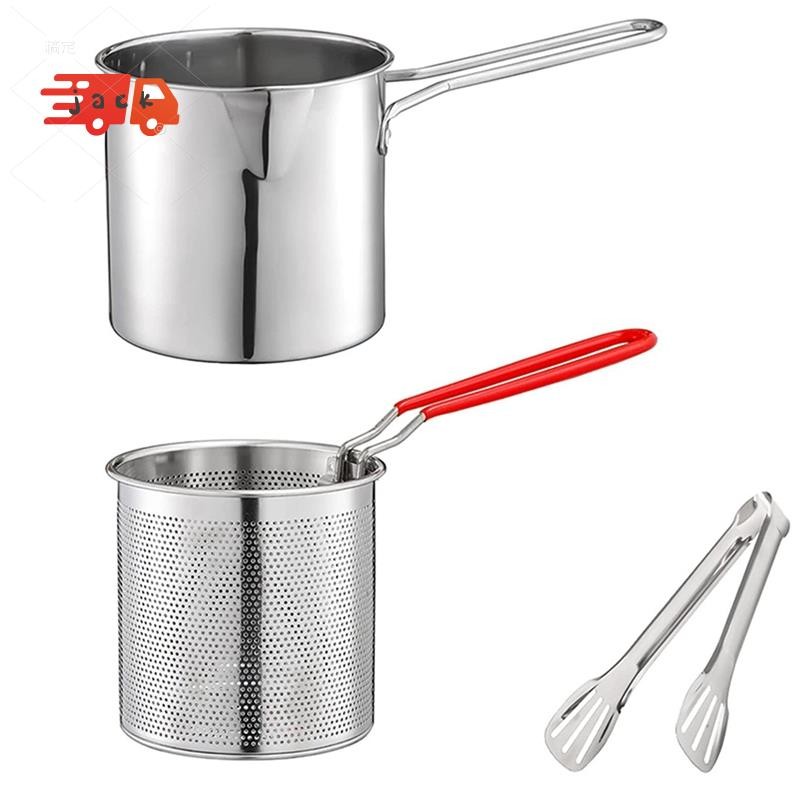 Frigideira Japonesa Tempura , De Aço Inoxidável Com Cesta De Filtro , Pinça Para Batatas Fritas , Frango