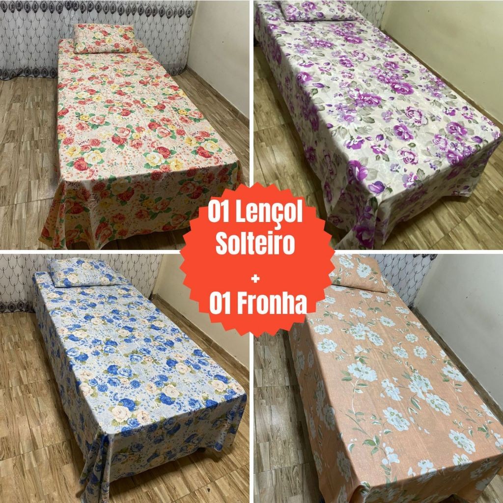 Kit Lençol Para Cama Solteiro 2 Peças Com Fronha Microfibra Sem ...