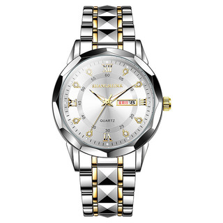 Relógio De Quartzo De Luxo Para Homens Luminoso À Prova D'água Pulseira De Aço Inoxidável Presente De Aniversário