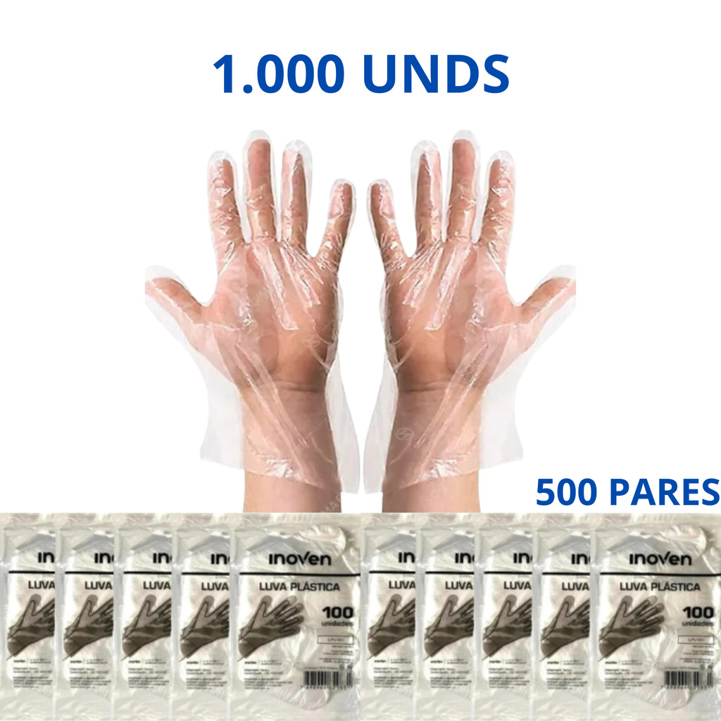 1000 Luvas Plástica Descartável INOVEN 500 Pares | Shopee Brasil