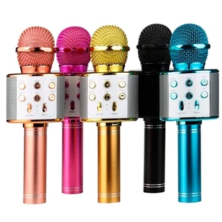 Microfone Karaokê Bluetooth com Luz Disco LED, Alto-falante Integrado, Recarregável para Criança e Festa de Aniversário
