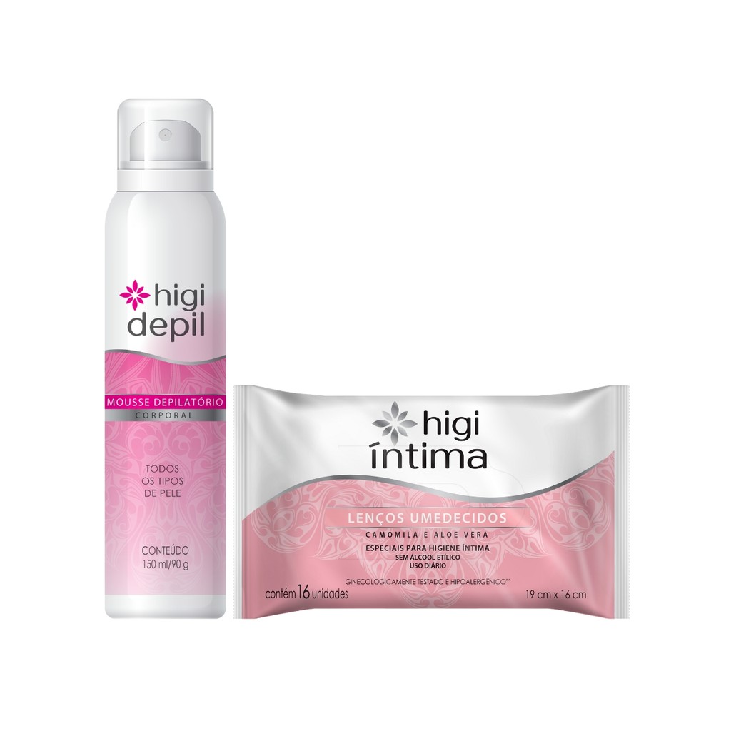 Kit Mousse Depilação Corporal e Lenço Umedecido Higi Íntima | Shopee Brasil