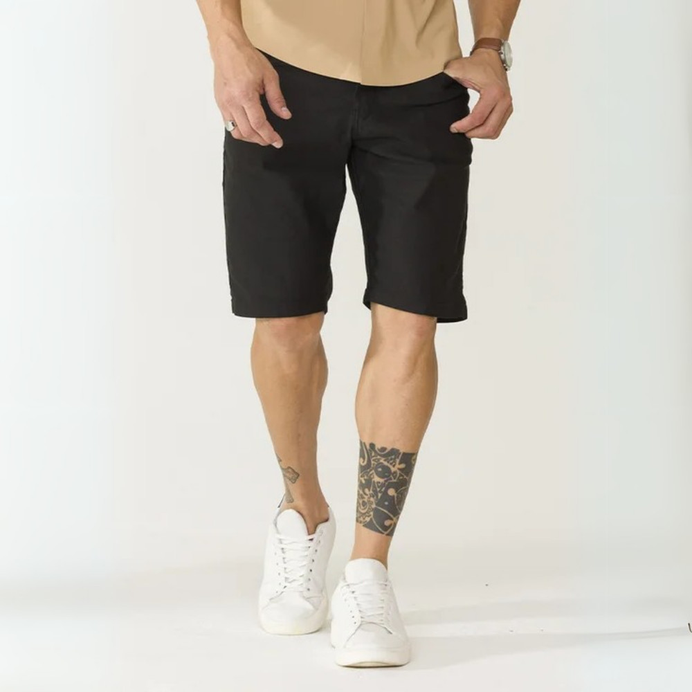 Bermuda Masculina Jeans Caimento Slim Não Desbota Botão Bolsos com