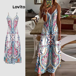 Lovito Vestido com estampa tribal boho para mulheres LBL18248