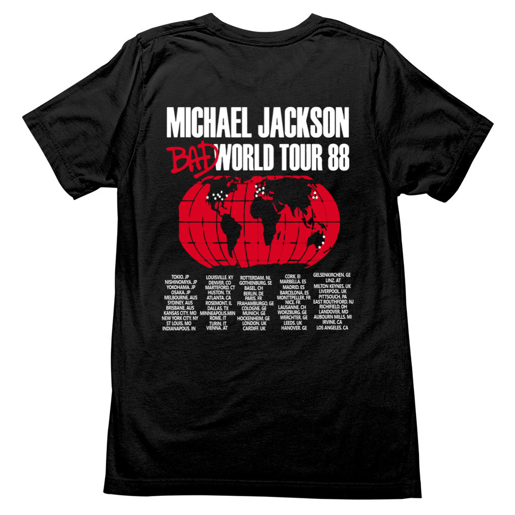 Camisa Michael Jackson Bad World Tour 1988 Camiseta Unissex 100