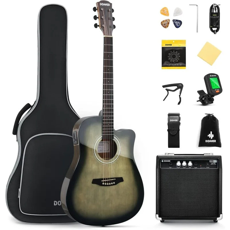 Kit de Guitarra Elétrica Acústica em Tamanho Real para Iniciantes e ...