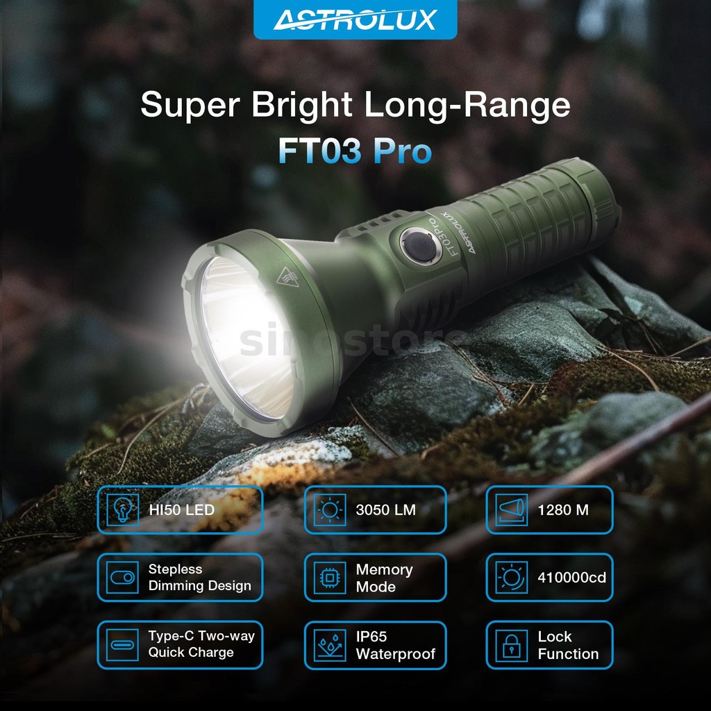 Astrolux ® FT03 Pro HI50 LED 3050LM Lanterna De Alto Lúmen 1280M