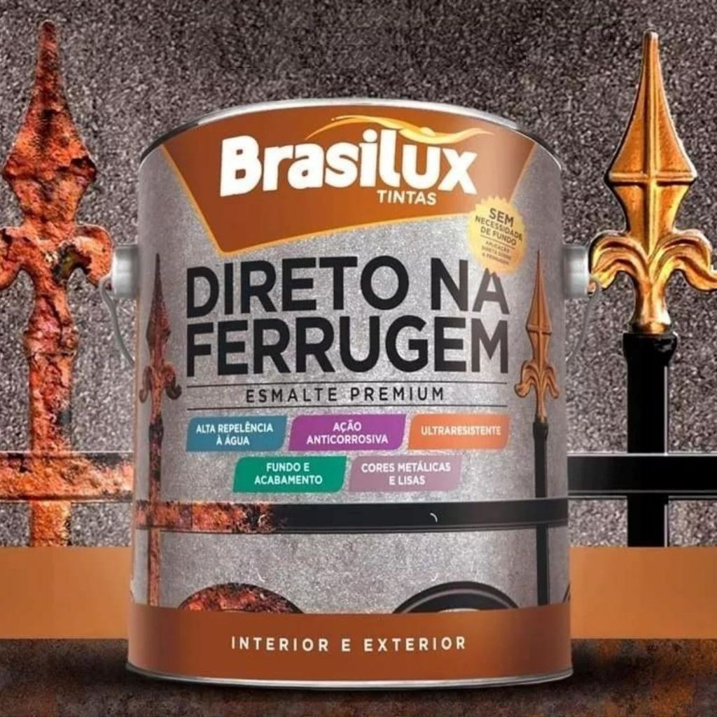Tinta Para Ferro E Metais Direto Na Ferrugem Cores 3,6l | Shopee Brasil