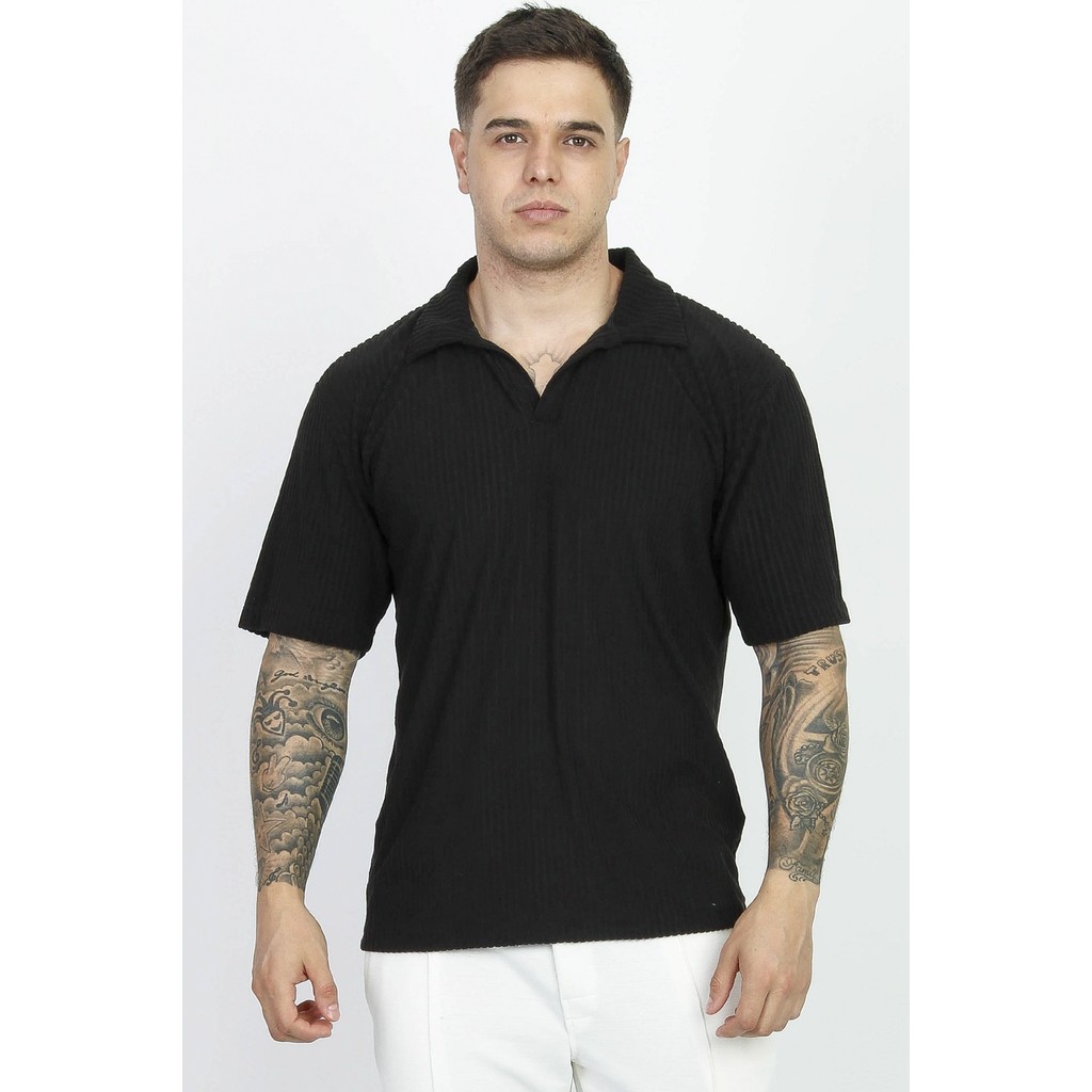 Camisa Resort Polo Sem Botão Aveludada Malha Towel Canelada Veludo