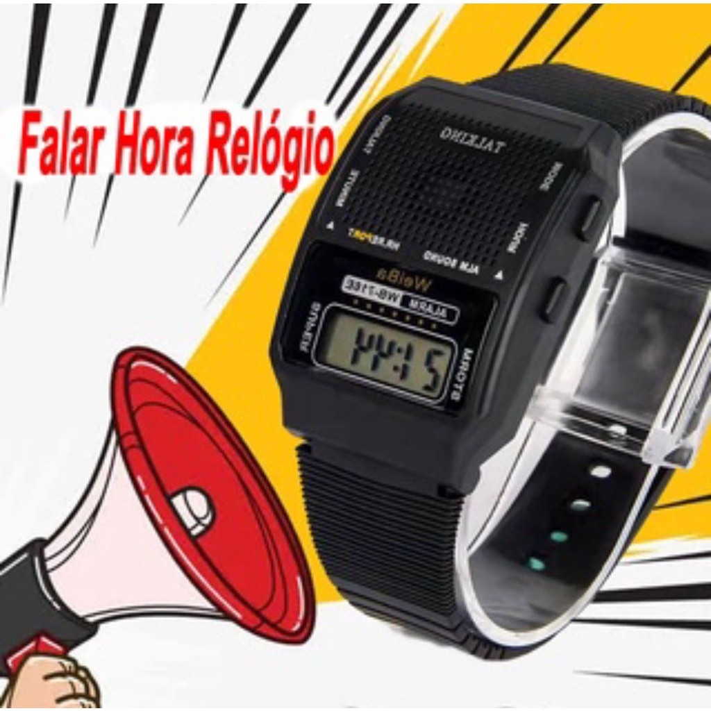 Relógio FALA HORA Deficiente Visual Idoso Cego Talking ( idioma em ...