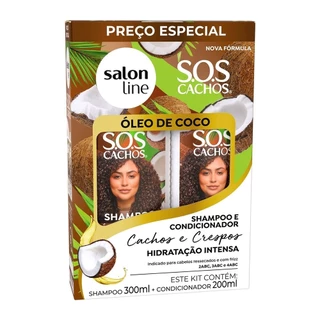 Kit Shampoo 300ml + Condicionador Salon Line Sos Óleo de Coco 200ml em Oferta na Shopee