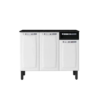 Balcão para Cozinha com 3 Portas e 1 Gaveta Itatiaia Rose de Aço 105cm Branco/Preto em Oferta na Shopee