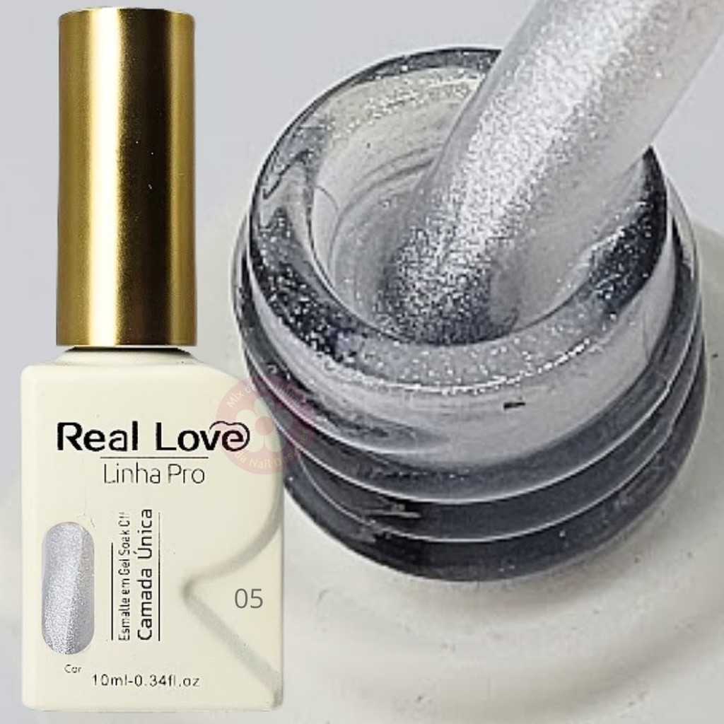 Esmalte em gel transparente glitter branco 02 Linha PRO Real Love ...