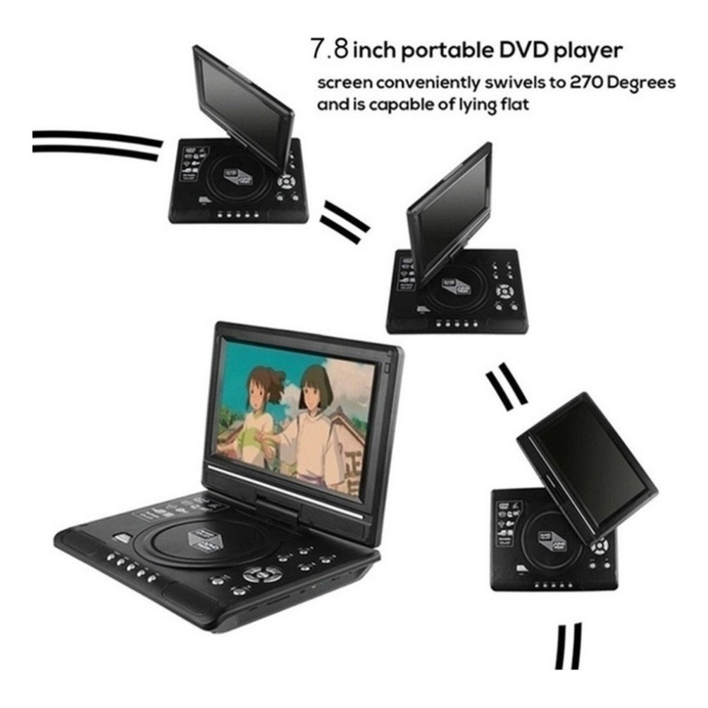 Portátil HD 7,8 Pulgadas TV Home Car DVD Player VCD CD MP3 DVD