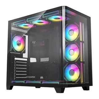 Gabinete Gamer Acegeek CurveX, Mid-Tower, Lateral de Vidro, Preto, AG-CURVEX-BK em Oferta na Shopee