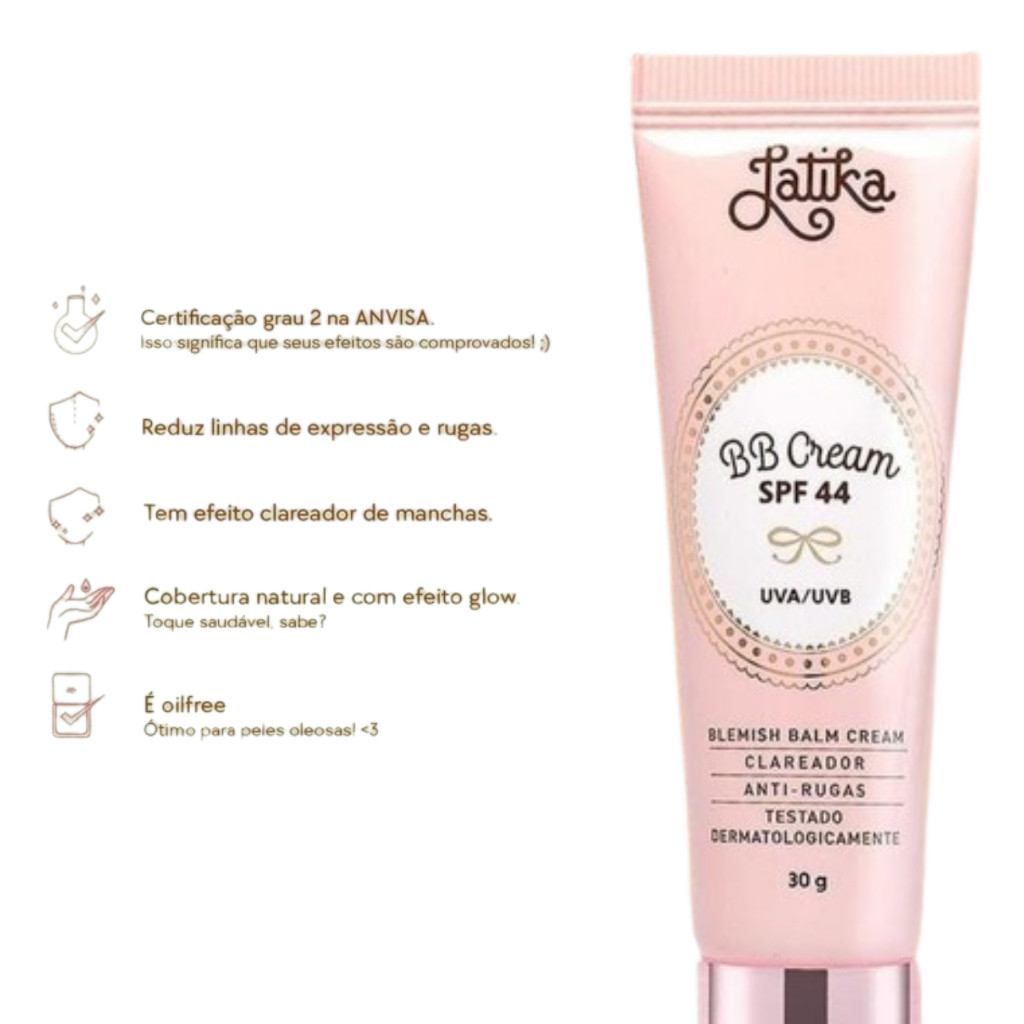 BB CREAM CLAREADOR ANTI-RUGAS BEJE CLARO LATIKA | Shopee Brasil