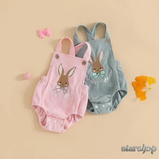 Starshop-Macacão De Páscoa Para Bebês , Sem Mangas , Gola Quadrada , Bordado De Coelho , Recém-Nascidos
