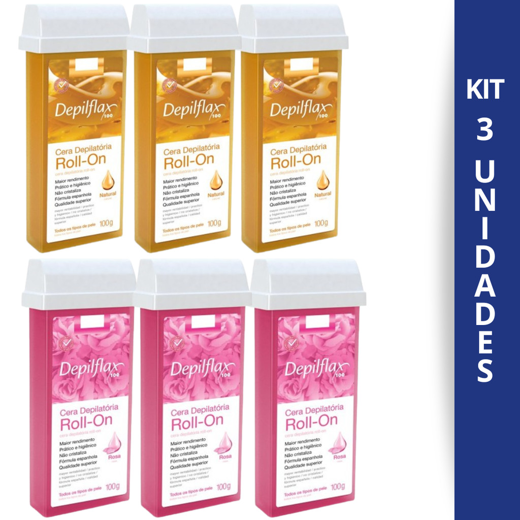 Kit Cera Depilatória Roll-On DepilFlax 100g - Kit Com 3 Unidades ...