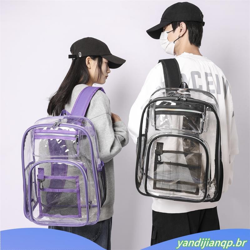 Lroiutian Mochila Transparente Para Niñas, Mochila Transparente Para La Escuela, Mochila Transparente Resistente Para Niños (negro A Cuadros