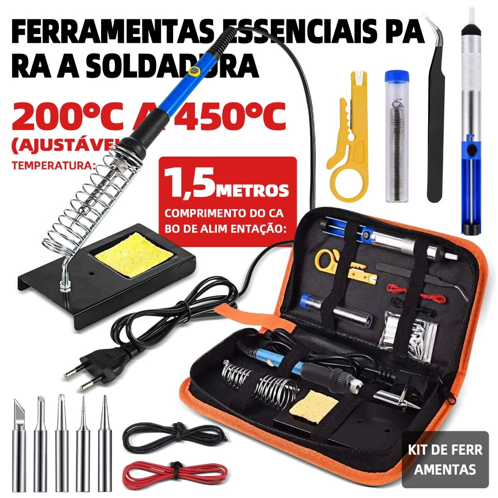 Kit Completo De Solda Eletrônica Profissional Com Ferramenta