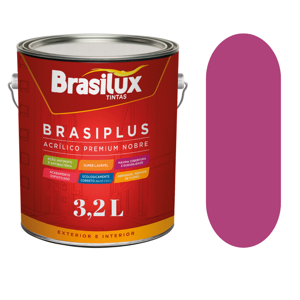 Tinta Rosa Pink Para Parede Fosca Brasiplus 3,2l | Shopee Brasil