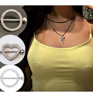 Feeling 316L Kit 2 Piercing Mamilo Modelos Coração Redondo Cravejado com Zircônia cristal pircing