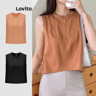 Lovito Regata Casual Com Babados Lisos E Bainha Macia E Confortável Para Mulheres L89MD022 (Multicolorido)