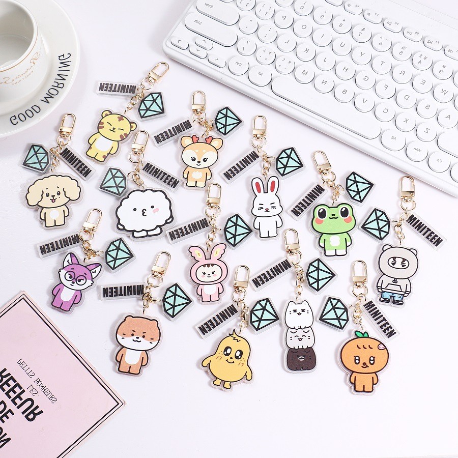 Kpop Seventeen Cartoon Animal MINITEEN Acrílico Chaveiro Bolsa