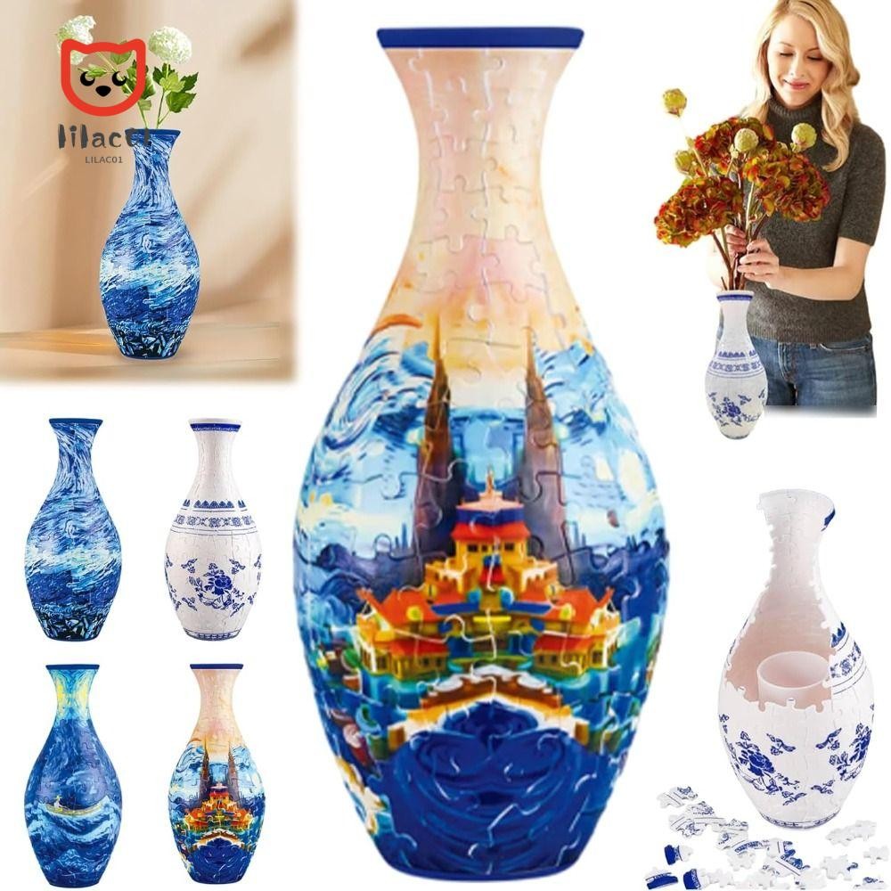 Vaso De Quebra-Cabeça De Arte LILACUVOE , 160 Arranjos De Flores Plástico Curvo