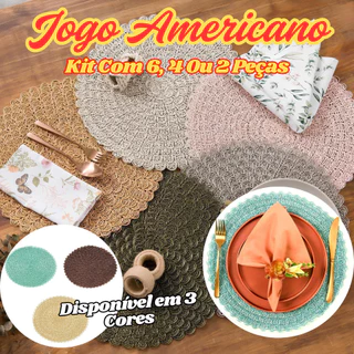 Jogo Americano Descanso De Mesa De Jantar Kit Com 6 4 Ou 2 Peças 38Cm Flexível E Rústico Elegante em Oferta na Shopee
