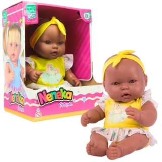 Boneca Neneka Negra Sem Cabelo Divertida 642 Super Toys