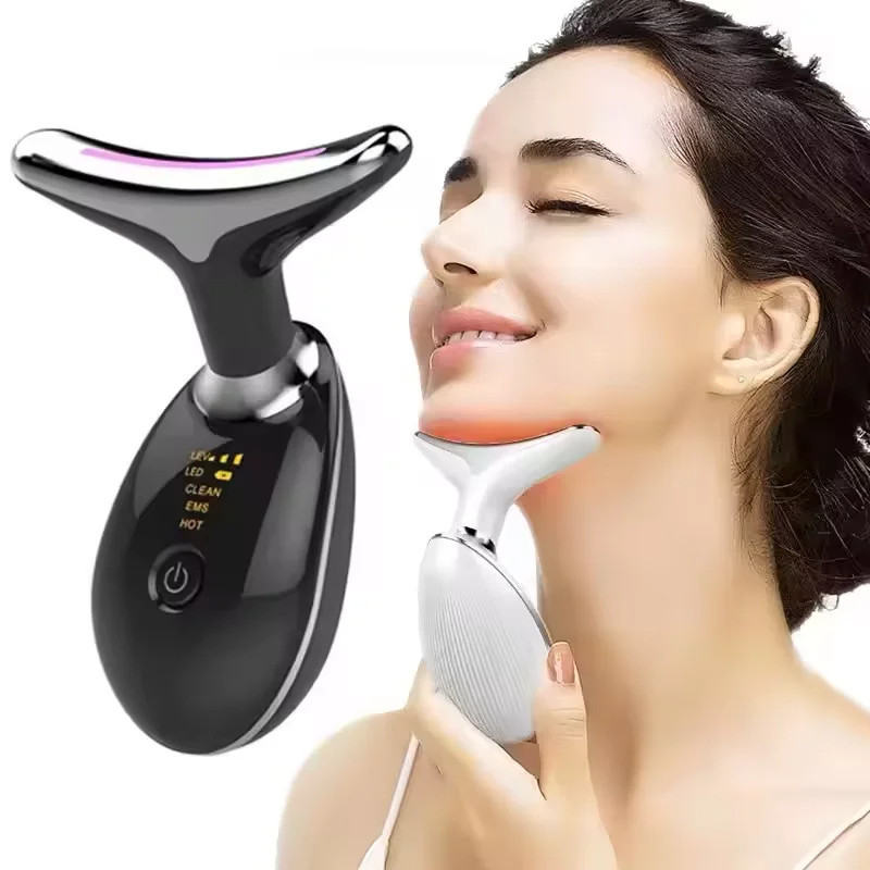 Massageador Elétrico Facial Rosto e Pescoço Vibratório Com Luz LED ...