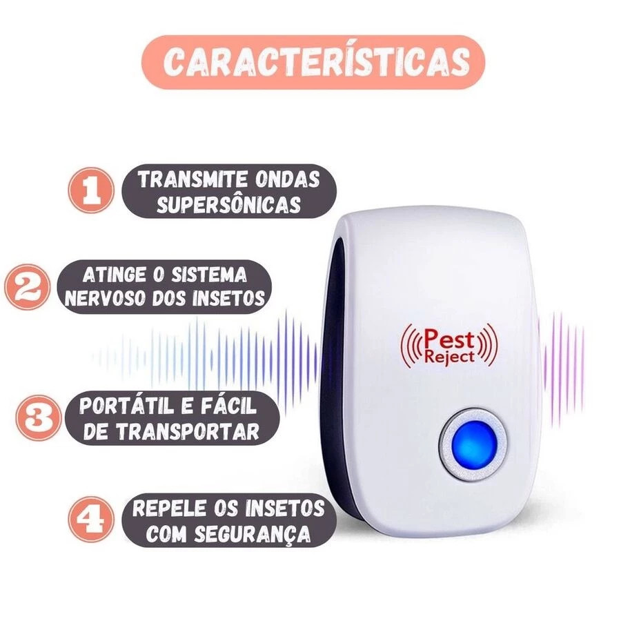Repelente Eletrônico Ultrassônico Mosca Pernilongos Baratas Morcegos ...