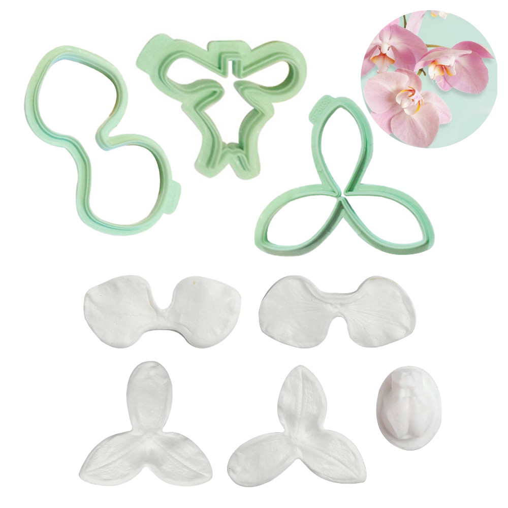 KALAIEN 6pcs Orquídea Borboleta Fondant Flower Mould Petal S