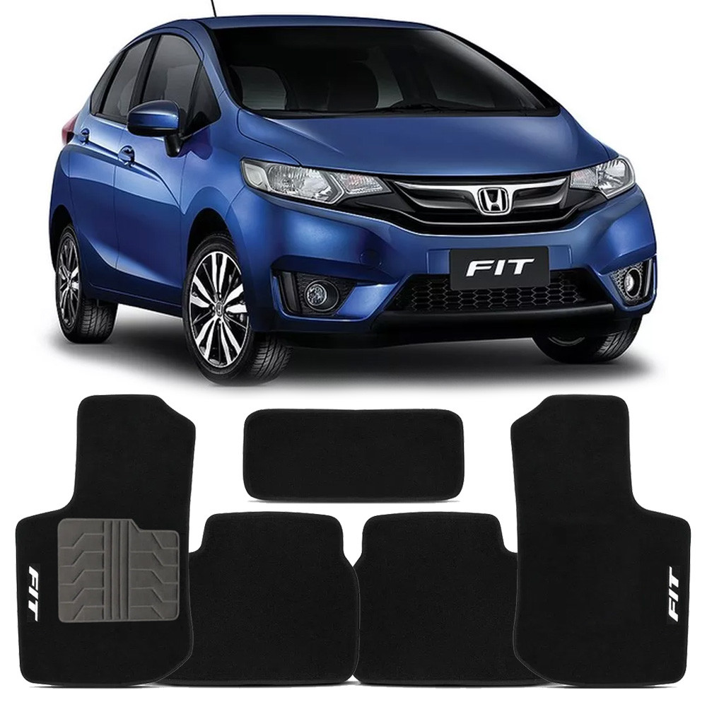 Tapete Honda Fit 2015 a 2021 Requinte H01.028 Carpete Preto 5 Peças ...