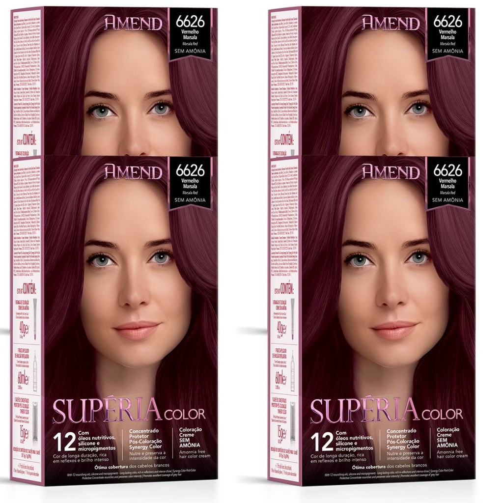 Kit Tonalizante Amend Supéria Color 6626 Vermelho Marsala | Shopee Brasil