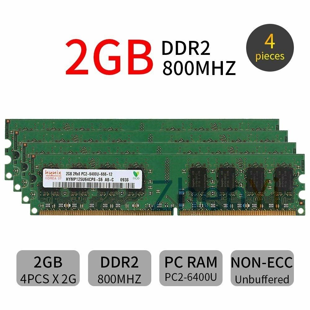 Para Hynix 8GB (4x2gb) PC2-6400U DDR2 800MHz 2Rx8 RAM kit DIMM Memória ...