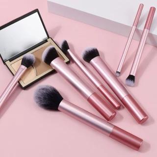 Kit 7 Peças Profissional de Pincéis de Maquiagem Rosa / Alta Qualidade e Precisão Para Aplicação Perfeita - WL em Oferta na Shopee