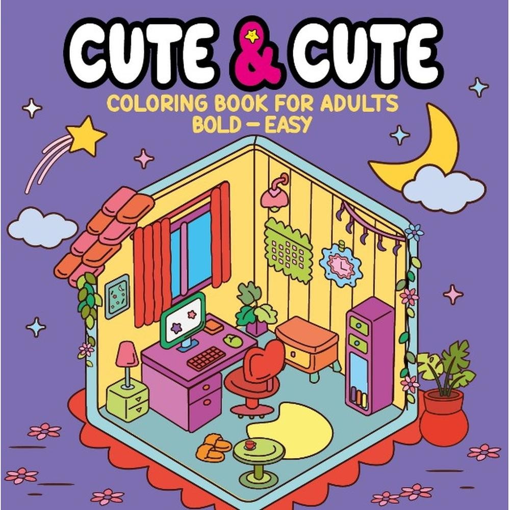 Cute & Cute Coloring Book for Adults - Bold Easy (Livro de Colorir) | Shopee Brasil