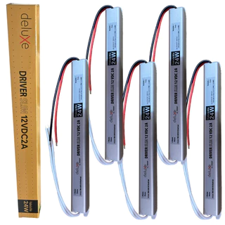 Kit 5 Fonte Slim Driver 12V 2A 24W Bivolt 127v 220v Para Perfil Fita De Led Avant em Oferta na Shopee