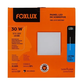 Plafon Painel Foxlux LED 40cm Quadrado de Sobrepor 30W 6500K em Oferta na Shopee