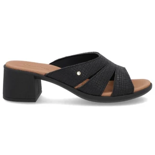 Tamanco Fem. Salto Bloco Médio Couro Strass Usaflex UC220020 em Oferta na Shopee