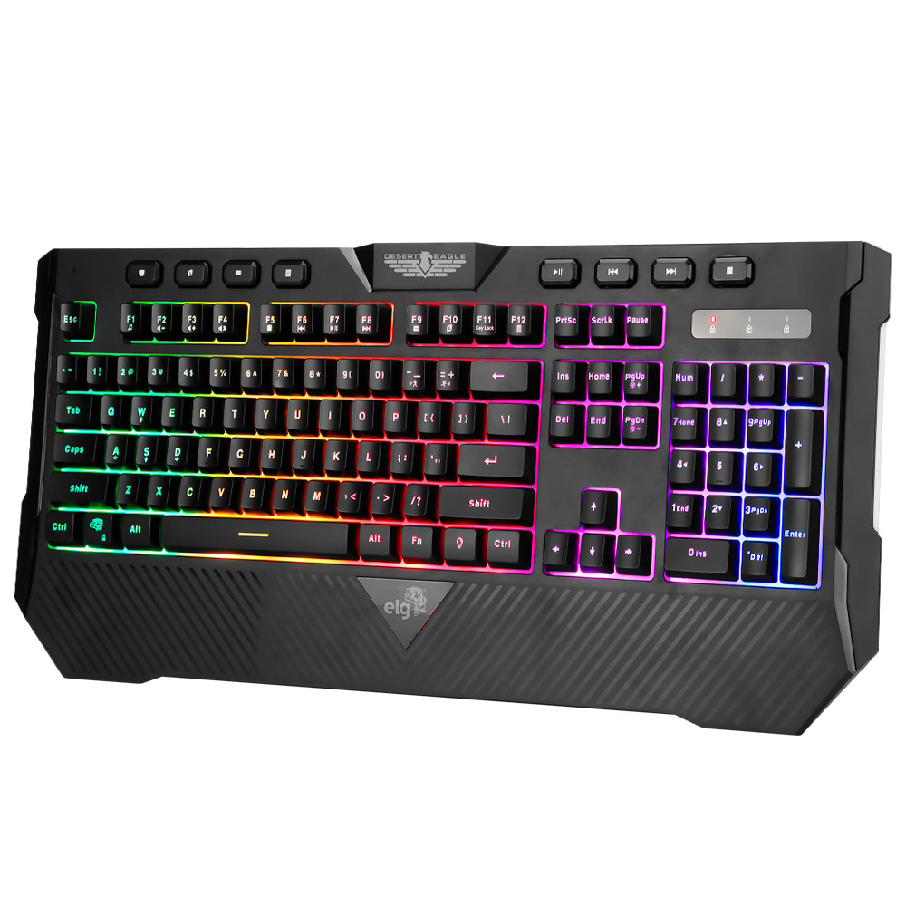 Teclado em Membrana Gamer Desert Eagle, 115 Teclas ABNT2, Anti-Ghosting, USB, Preto, TGDE, ELG