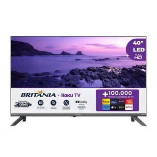 Smart TV LCD LED 40" Britânia BTV40E3ERSGB | Roku, Full HD, Dolby, com 3 HDMI, 2 USB
