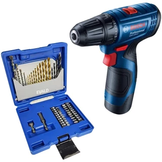 Parafusadeira com Bateria 12V GSR 120-LI e Estojo de 41 Peças de Brocas EV-EBB41 EVALD