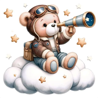 Transfer Textil Quadrado - Ursinho Aviador em Oferta na Shopee