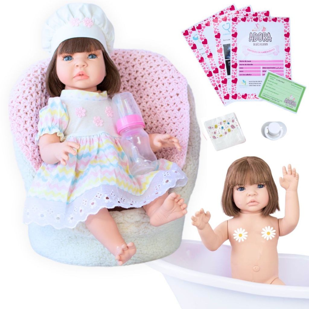 Bebê Reborn Boneca Luxo Realista 100% Silicone Pode Dar Banho Envio ...