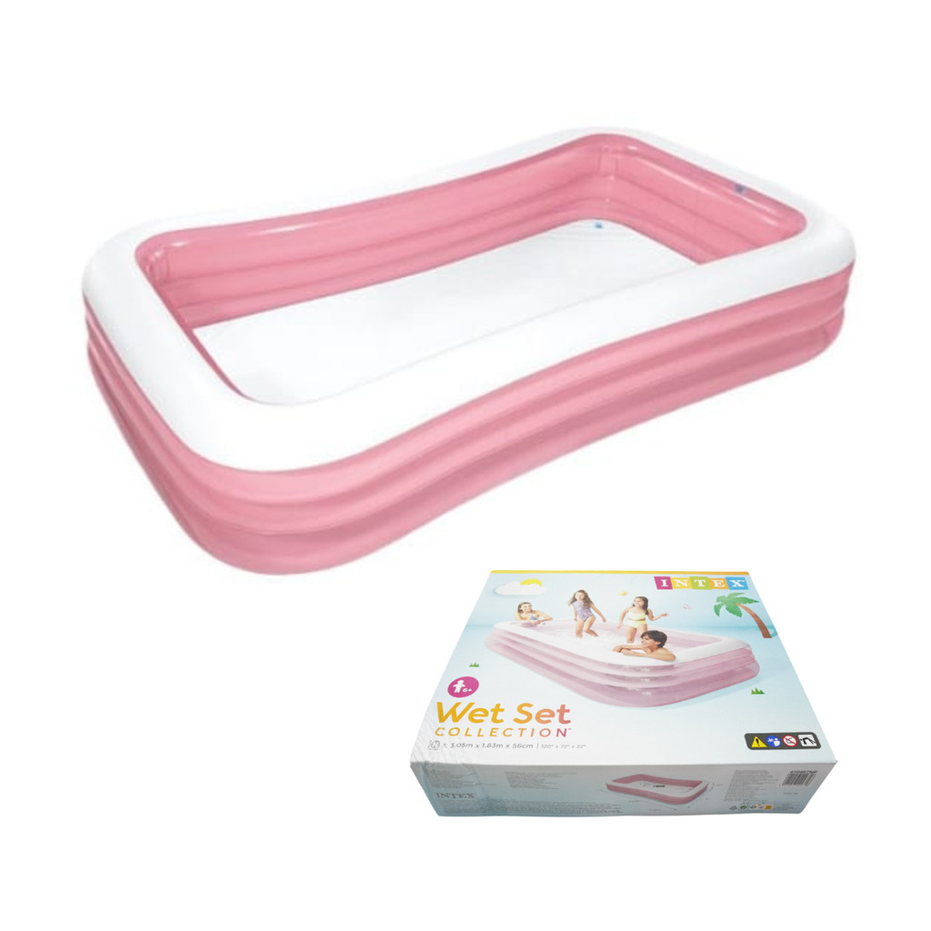 PISCINA INFLAVEL RETANGULAR 305X183X56CM 1050 LITROS PVC COR ROSA ...