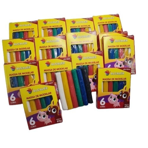 Kit 15 Cx Massinha de Modelar + 15 Cortador Molde Kit Festa Infantil Lembrancinha Escolar